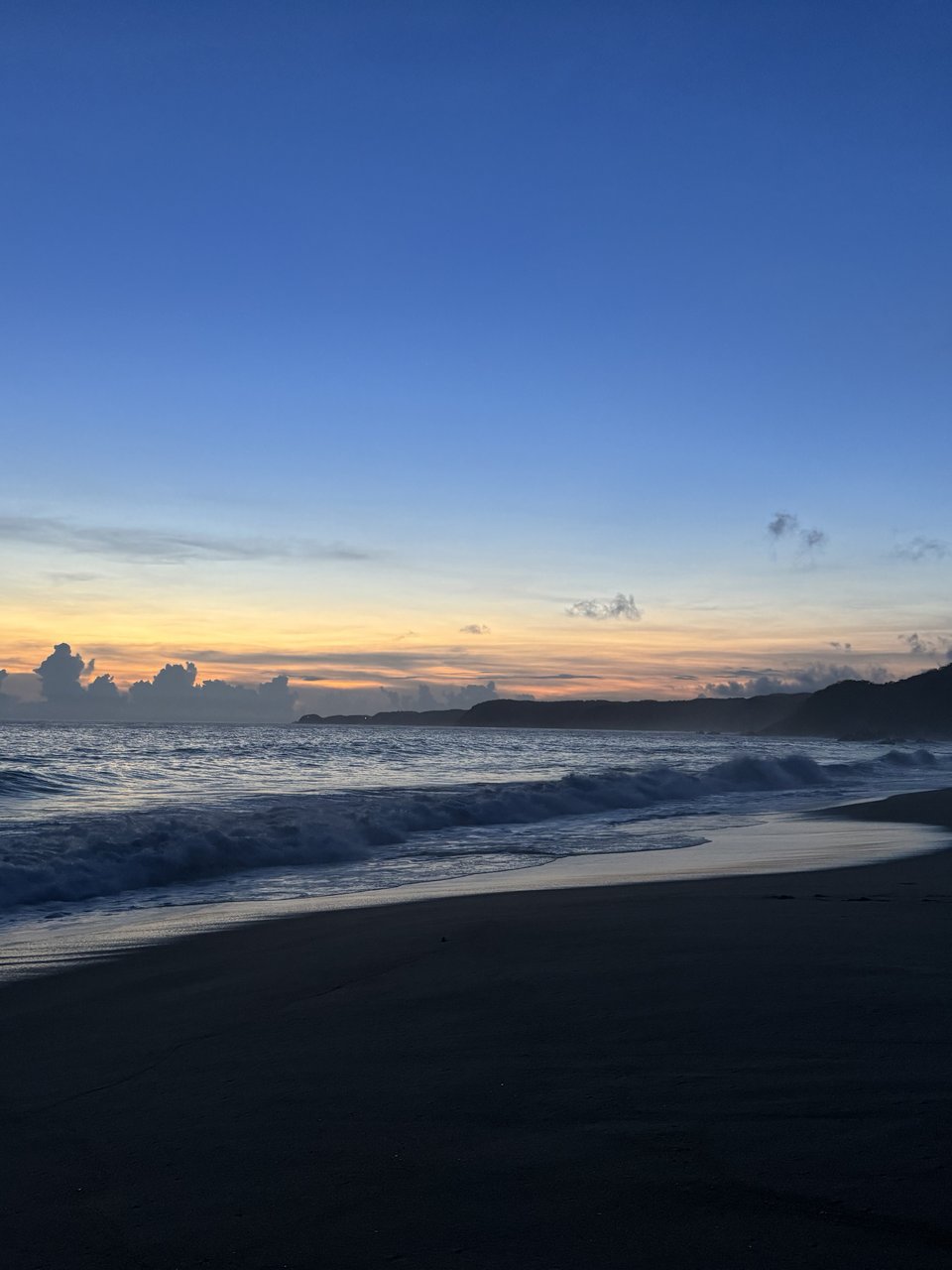 Empty beach at sunset on the Oaxaca coast