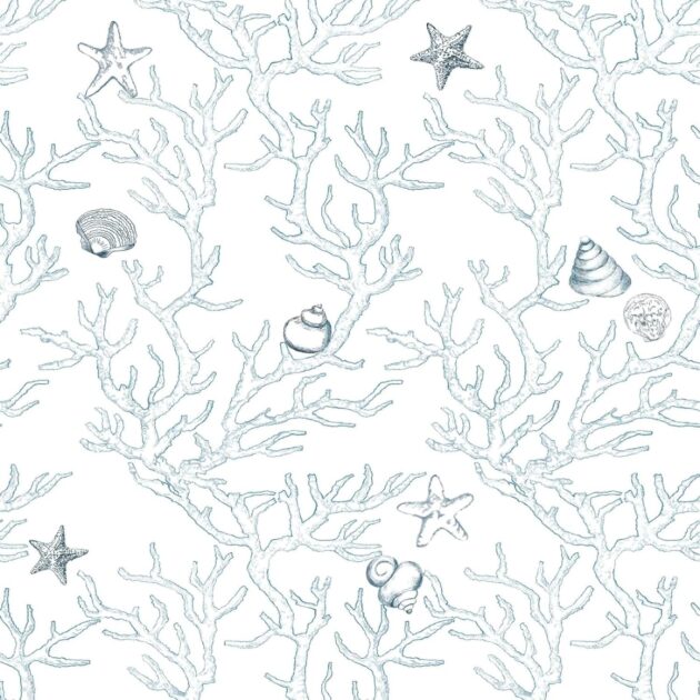 wallpaper featuring coral, starfish and shells