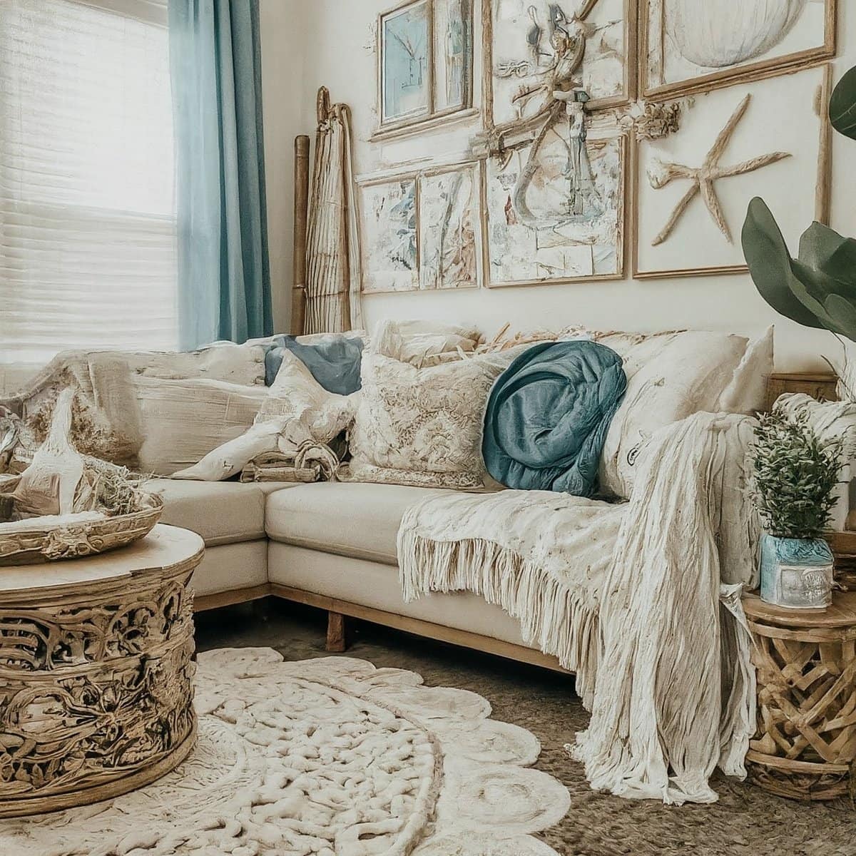 Vintage Coastal Boho Sofa