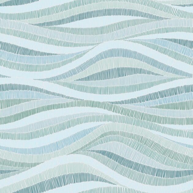 mosaic waves wall paper in blue and green