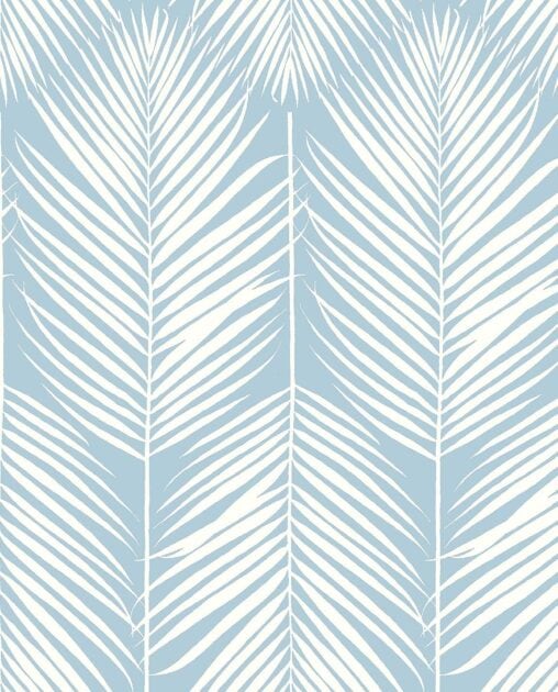 white palm leaves on blue background wallpaper